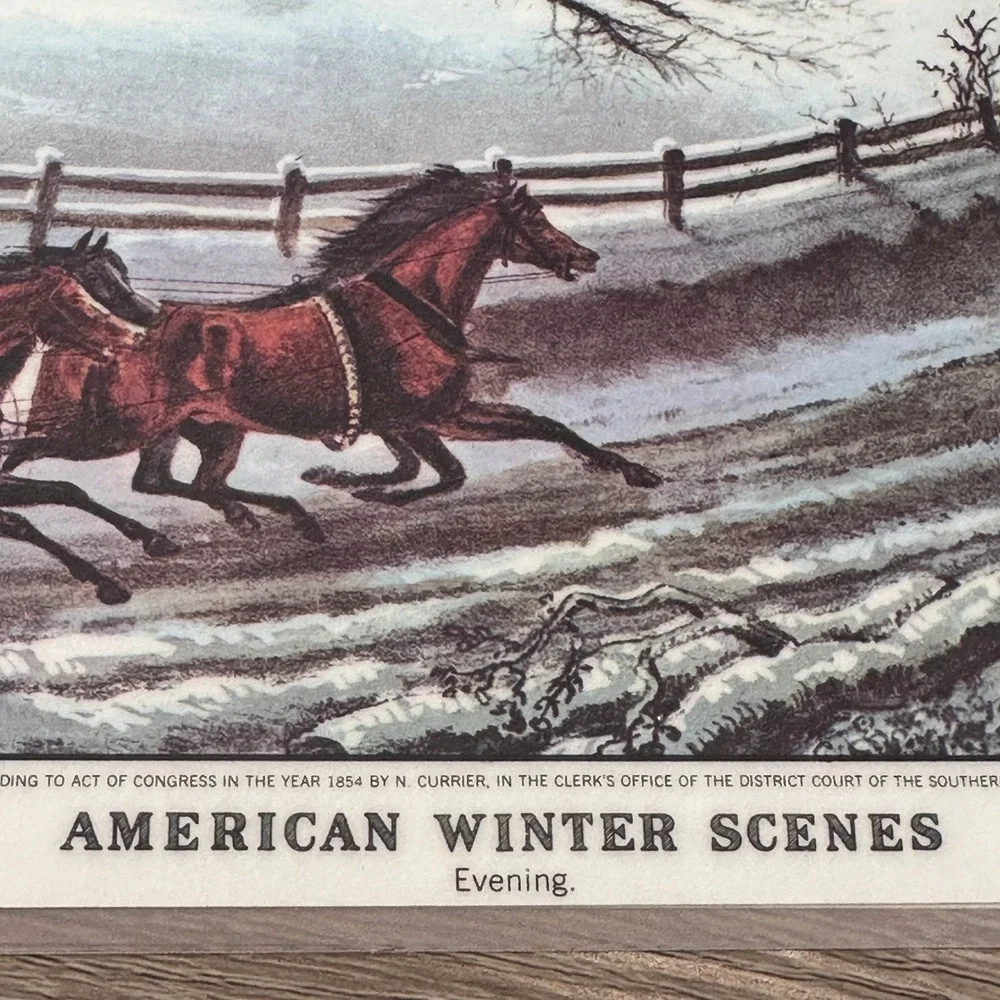 VTG Currier & Ives American Winter Scenes Reversible Set of 8 Holiday Placemats